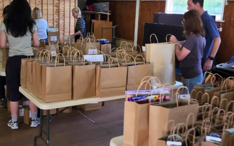 Tables with gift bags